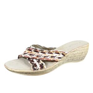 Damiani's Women's Wedge Slide Sandals Size 10 Woven Brown Tan Comfort Shoes